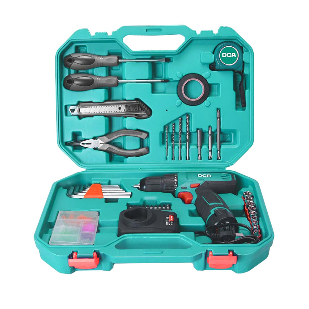 DCA ADJZ1202i TD Cordless Hammer Drill Driver 12V with Hand Tool Kit Set