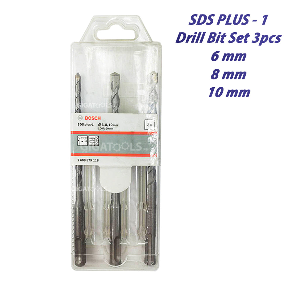 New Bosch SDS Plus Drill Bit Set 3pcs for Concrete 6mm, 8mm, 10mm 2608579118