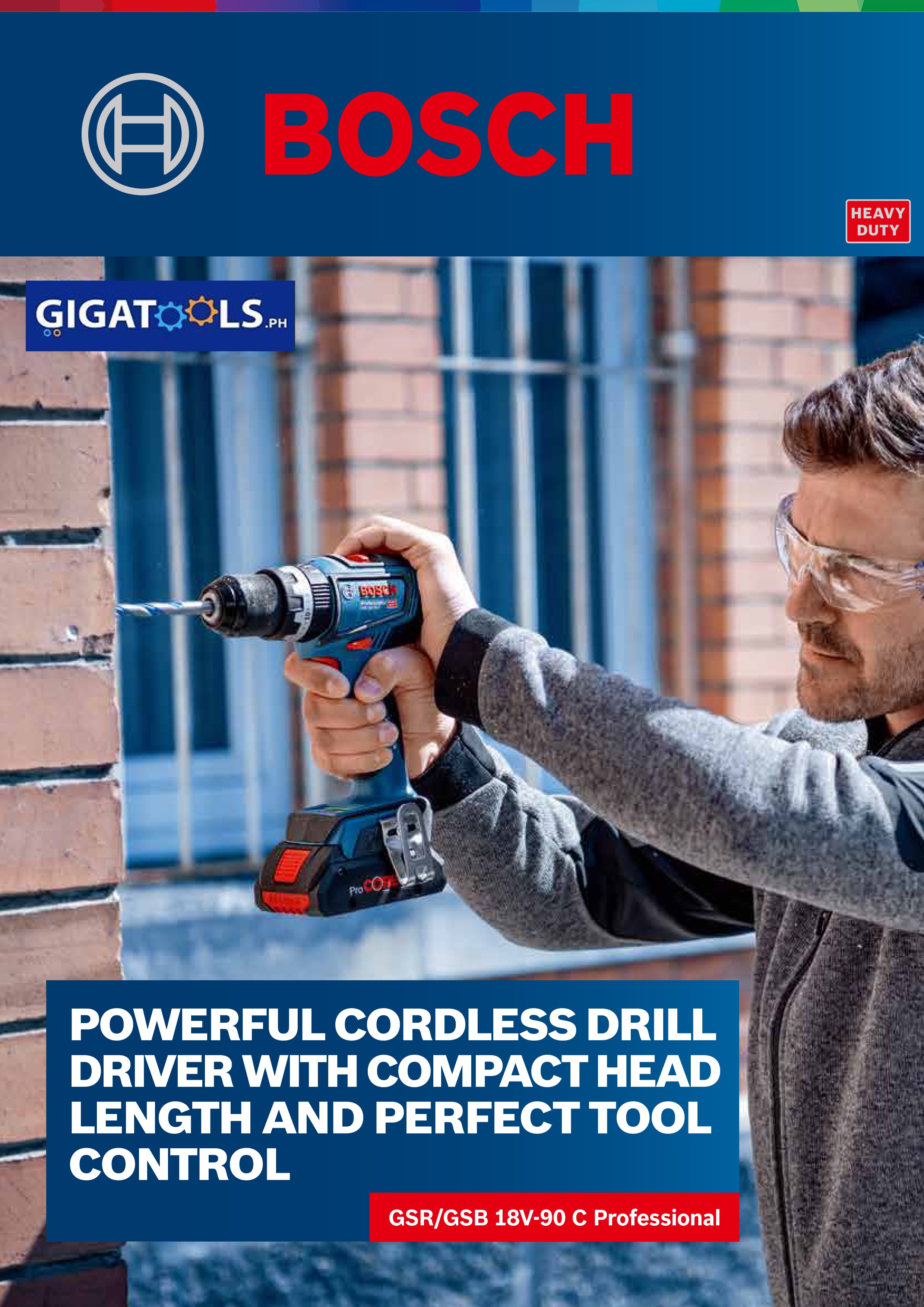 Bosch GSR 18V-90 C Professional Brushless Motor Cordless Drill Driver with Kickback Control (Bare Tool Only)