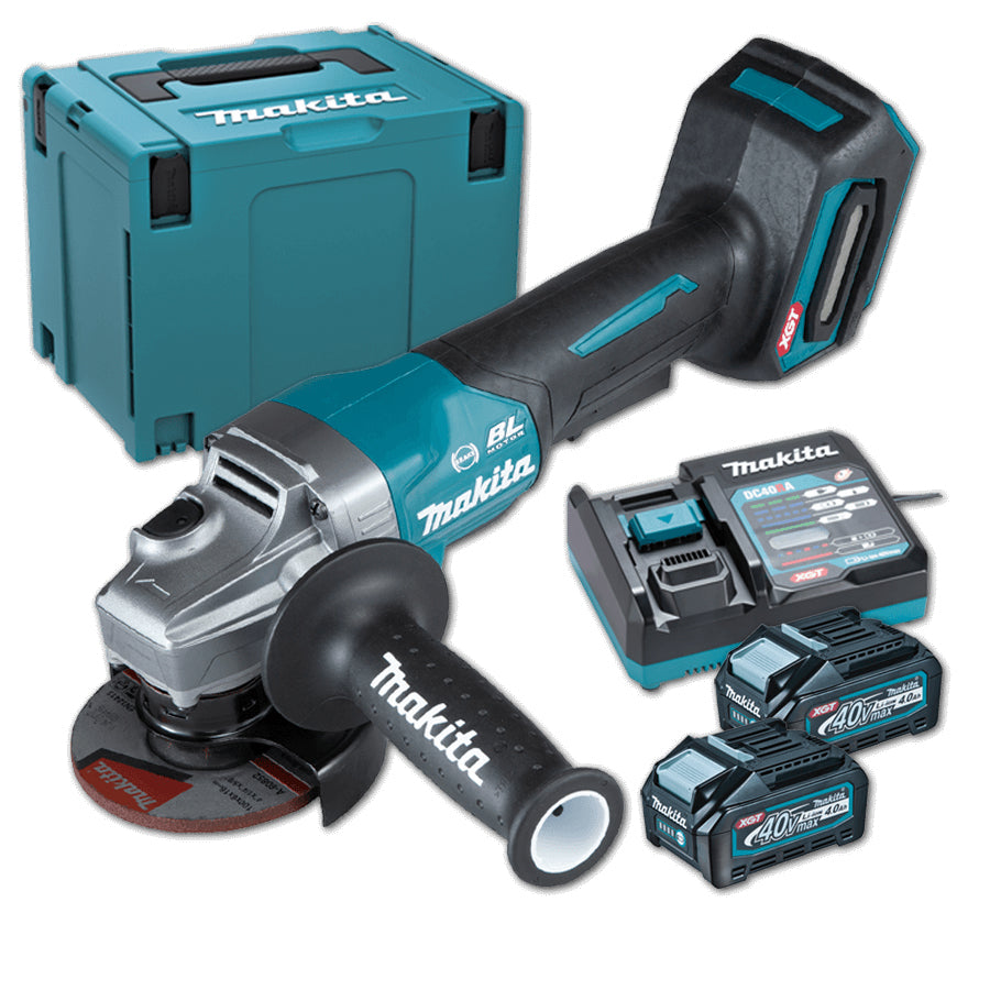 Makita GA011GD201 Cordless Brushless Angle Grinder, Paddle Switch 40Vmax XGT™ Li-ion 100mm (4″) (Kit Set)