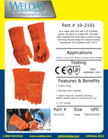 Weldas USA Wing thumb Welding Gloves, Red Split Shoulder Cow Leather