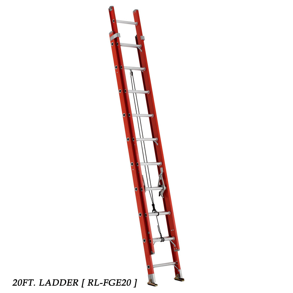 RidgidType IA Heavy-Duty Fiberglass Extension Ladders, Orange (Load: 3 ...