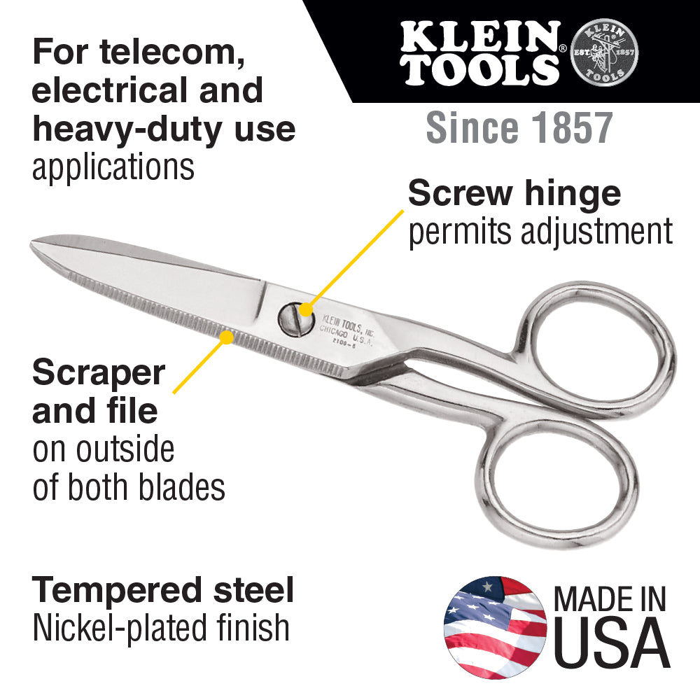 Klein USA Electrician's Scissors, 5-1/4-Inch – GIGATOOLS Industrial Center