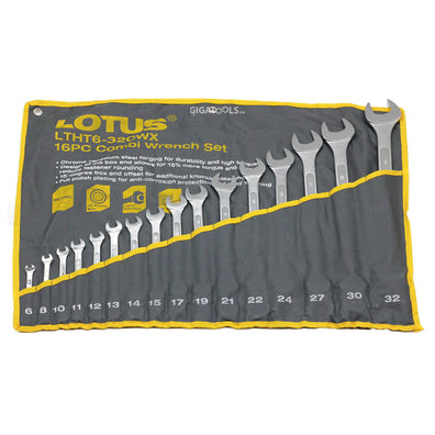 Lotus LTHT6-32CWX 16-Piece Combination Wrench Set – Chrome Vanadium Steel, Metric Sizes 6mm–32mm