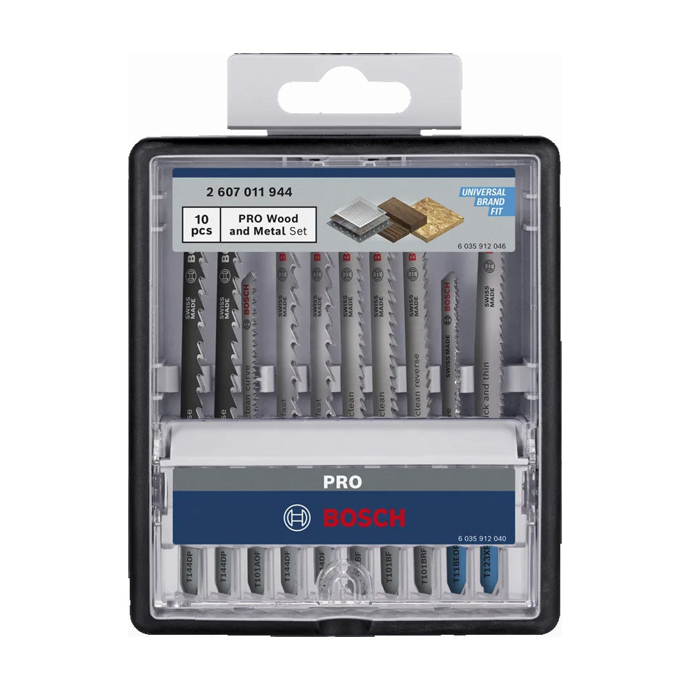 Bosch PRO 10pc Jigsaw Blade Set for Wood & Metal (2607011944 / Replaces 2607010574)