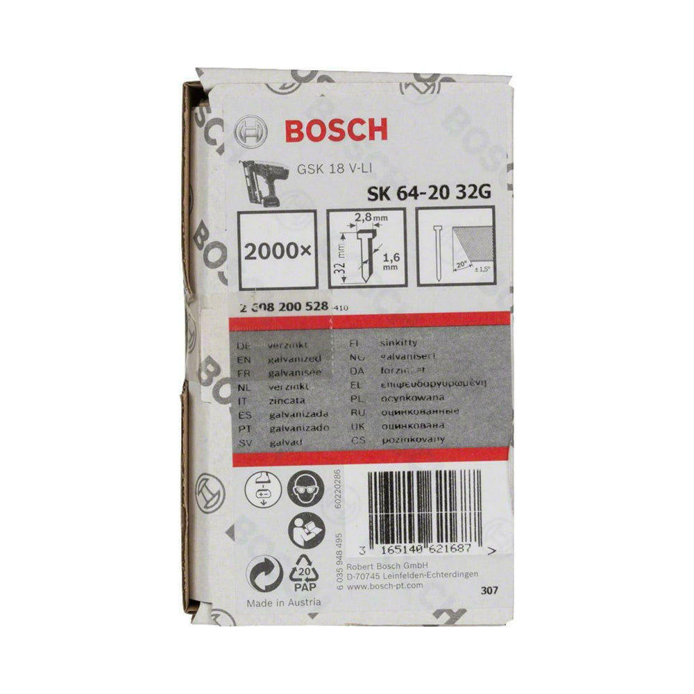 Bosch PRO FN16-20 Finish Nail Galvanised 20° 1.6/16g ( 2000pcs )