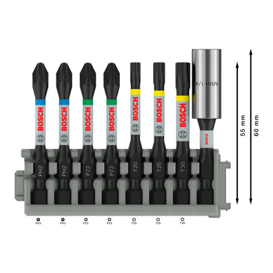 Bosch PRO 8pcs Impact Screwdriver Bit Set 50m w/ Bit Holder ( 2608522326 )