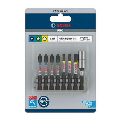 Bosch PRO 8pcs Impact Screwdriver Bit Set 50m w/ Bit Holder ( 2608522326 )