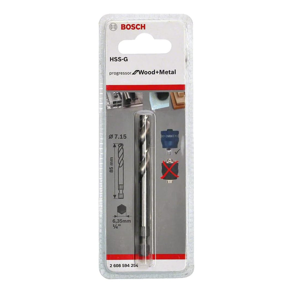 Bosch Professional Pilot Drill Bit Plus HSS-G Socket Hexagonal Shank 7.15 x 85 mm Hole Saw Accessories ( 2608594254 )