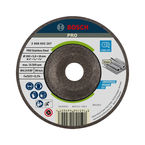 Bosch 4" Grinding Disc for Stainless, Inox ( 2608602267 )