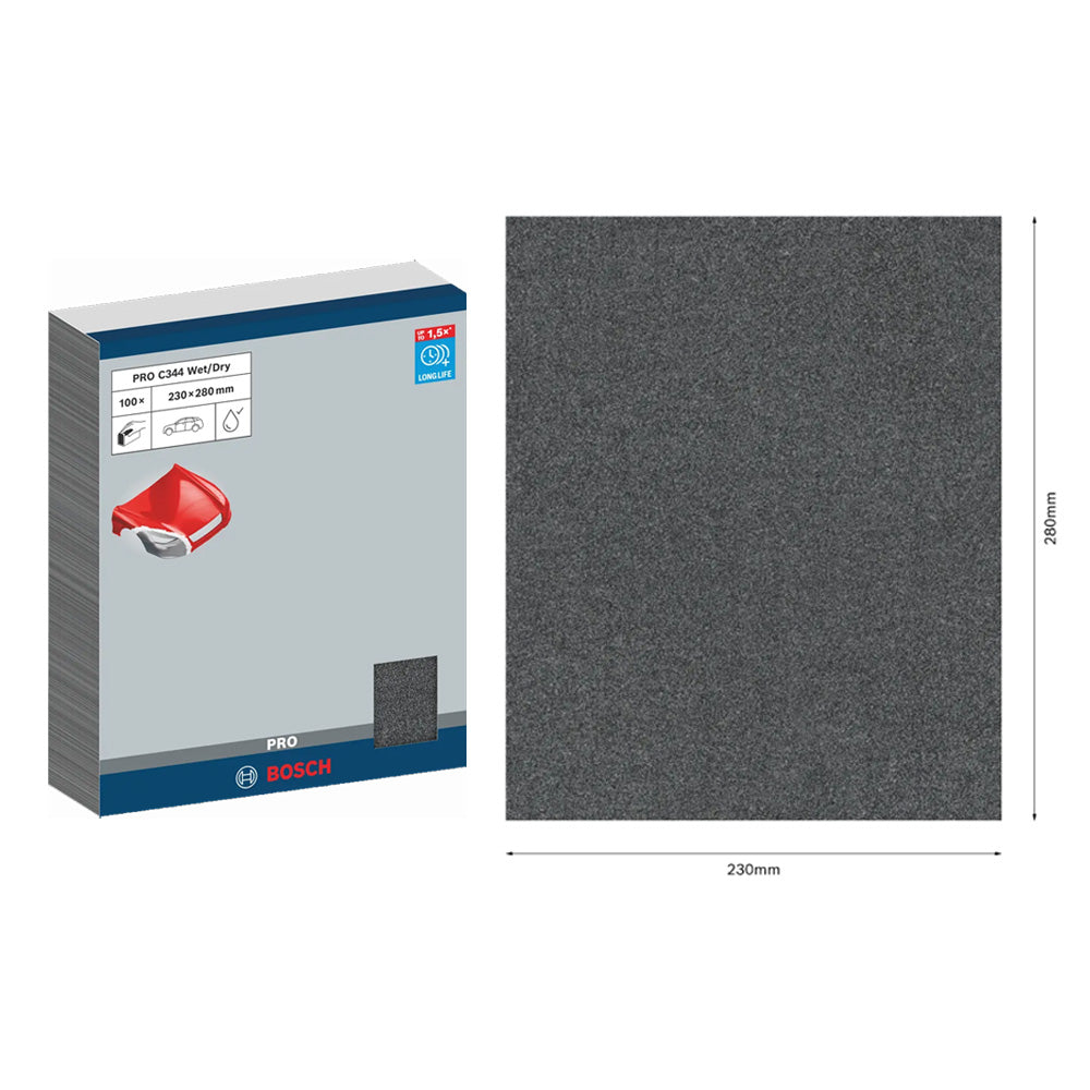 Bosch PRO 100pcs C344 Wet & Dry Hand Sanding Sheet ( 230mm x 280mm )