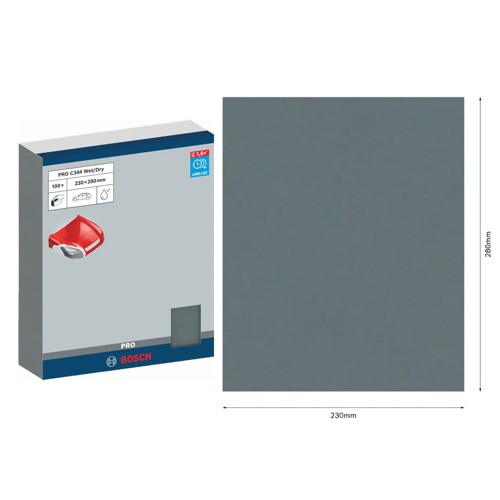 Bosch PRO 100pcs C344 Wet & Dry Hand Sanding Sheet ( 230mm x 280mm )