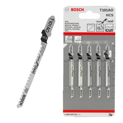 Bosch T101AO 5pcs Fine Curved Jigsaw Blade Clean For Wood ( 2608630031 )