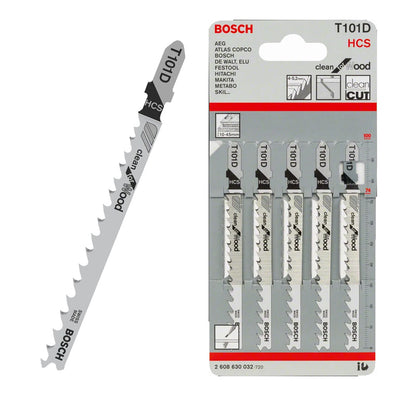 Bosch T101D 5pcs Fine Straight Cut Jigsaw Blade Clean for Wood ( 2608630032 )