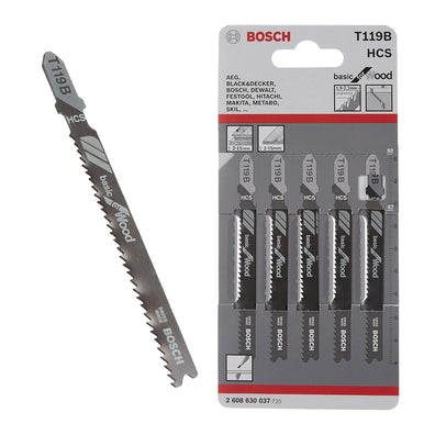 Bosch T119B 5pcs Chipboard Perspex JIgsaw Blade Cut For Wood ( 2608630037 )