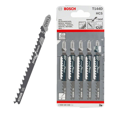 Bosch T144D 5pcs Straight Quick Jigsaw Blade Speed for Wood ( 2608630040 )
