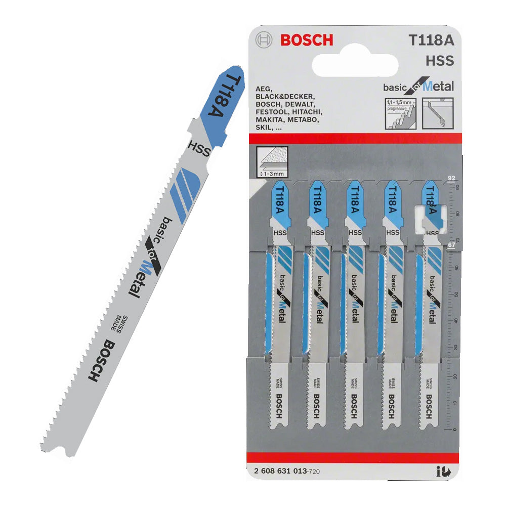 Bosch T118A Straight Cut 1.5-3.0mmm Jigsaw Blade For Metal ( 2608631013 )
