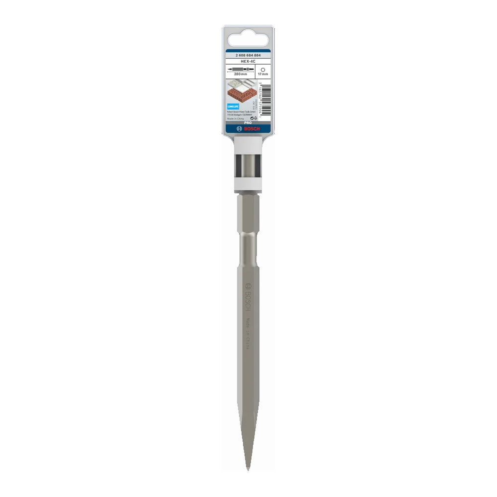 Bosch 2608684884 Hex Shank Bull Point / Pointed Chisel 17mm x 280mm ...