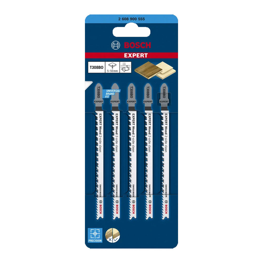 Bosch EXPERT Wood 2-side clean T308BO Jigsaw Blade 5pcs (Extra Clean curve cut) ( 2608902485 / 2608900555 )