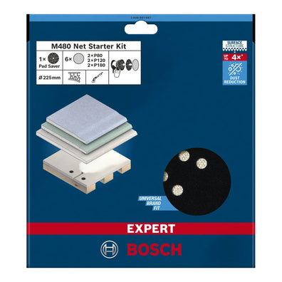 Bosch EXPERT M480 Drywall Sanding Net 225mm 6+1 Starter Kit ( 2608901667 )
