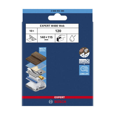 Bosch EXPERT W480 web 10pcs Hand Sanding Sheet ( 140mm x 115mm )