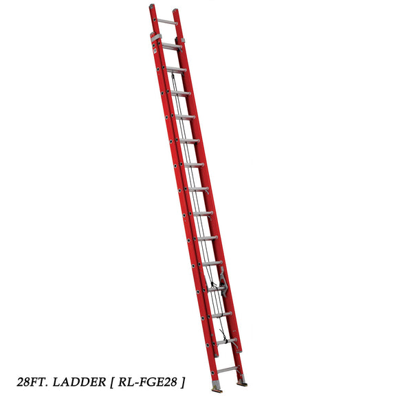 RidgidType IA Heavy-Duty Fiberglass Extension Ladders, Orange (Load: 3 ...