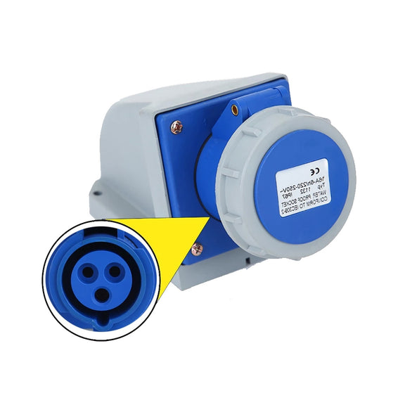 Surer 2911 Industrial Socket, Wall Mounted, 2P+E, 32A 240V, IP67 (2910 ...