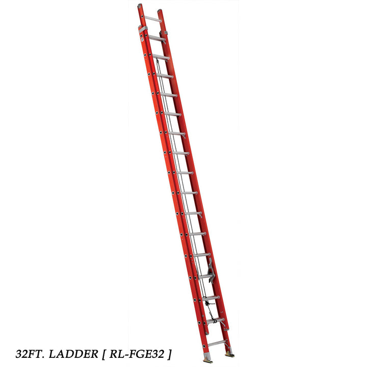 RidgidType IA Heavy-Duty Fiberglass Extension Ladders, Orange (Load: 3 ...