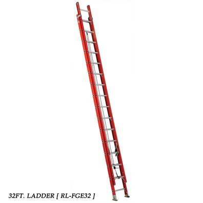 RidgidType IA Heavy-Duty Fiberglass Extension Ladders, Orange (Load: 300 LBS)