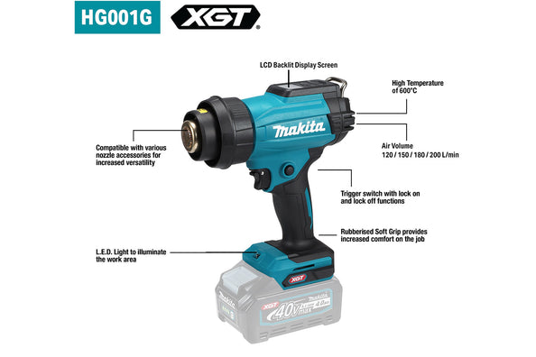 Makita HG001GZ Cordless Heat Gun 40Vmax XGT (Bare Tool)
