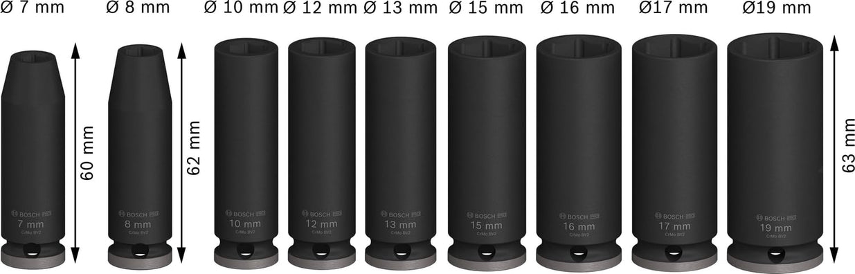 Bosch 9pcs 3/8