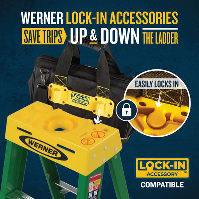 Werner Fiberglass Step Ladder A-Type, Green, 225lbs Capacity (Made in USA)