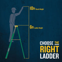 Werner Fiberglass Step Ladder A-Type, Green, 225lbs Capacity (Made in USA)