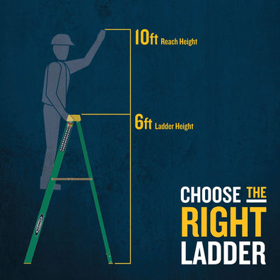Werner Fiberglass Step Ladder A-Type, Green, 225lbs Capacity (Made in USA)
