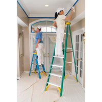 Werner Fiberglass Step Ladder A-Type, Green, 225lbs Capacity (Made in USA)