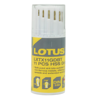 Lotus LTXT11GDBT 11PC Hss-Tin Drill Bit Set