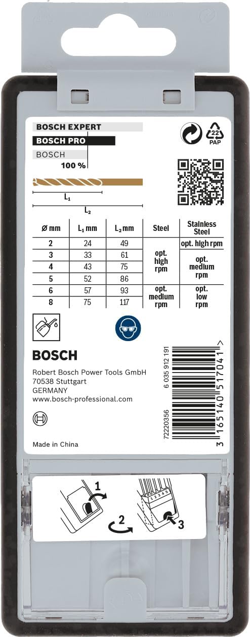 Bosch 6pcs Robust Line Stainless Steel HSS-Co Twist Drill Bit Set ( 2607019924 )