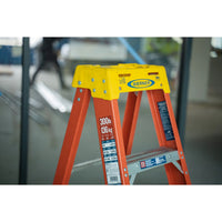 Werner Fiberglass Step Ladder A-Type, Orange, 300lbs Capacity (Made in USA)