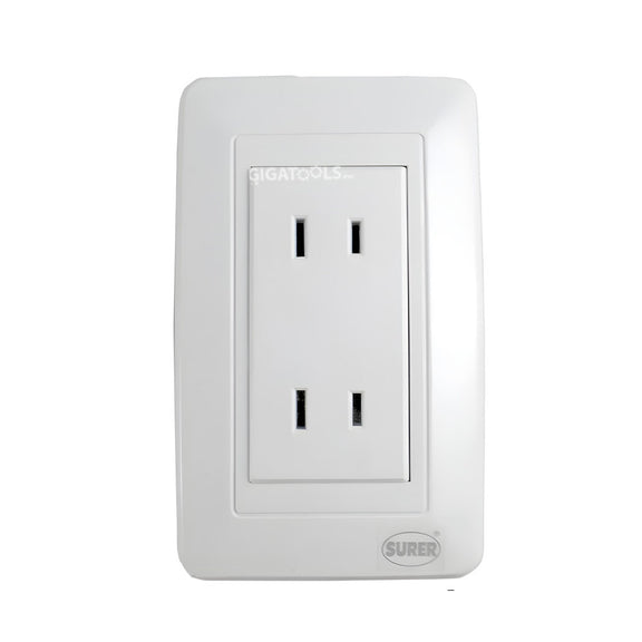Surer 1358 Aura 2 Gang Parallel Outlet With Plate – GIGATOOLS ...