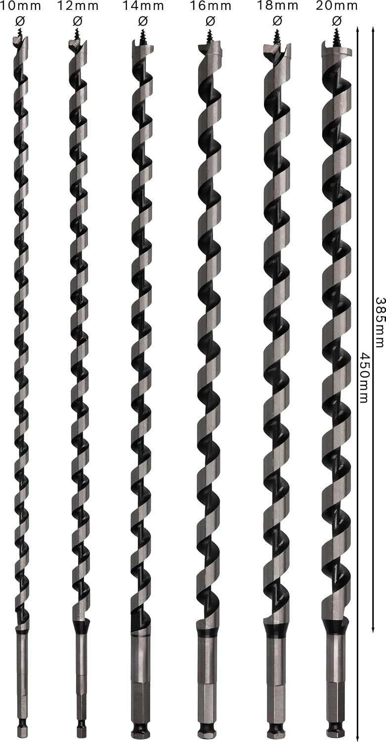 Bosch PRO L450 6pcs Wood Auger Bit Hex Shank Set ( 2607019323 )