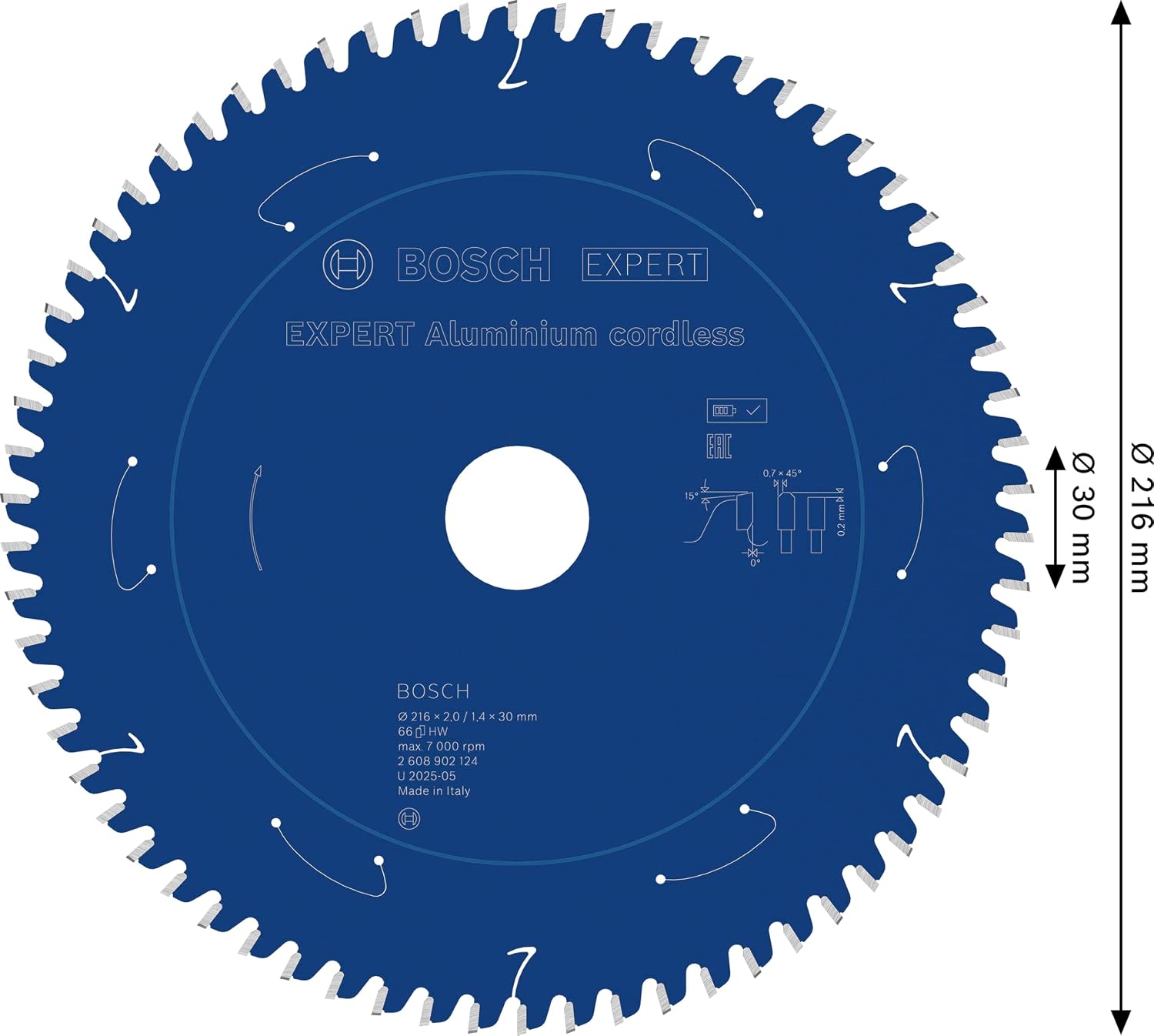 Bosch EXPERT Aluminum Circular Saw Blade For Wood 216mm x 66T ( 2608902124 / 2608644544 )
