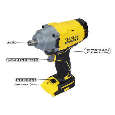 Stanley FATMAX SBW920M2K Cordless Brushless Impact Wrench 20V Max Kit Set