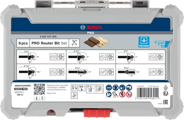 Bosch PRO Router Bit Trim and Edging Set, Shank 1/4″, 6 pcs ( 2607017470 )