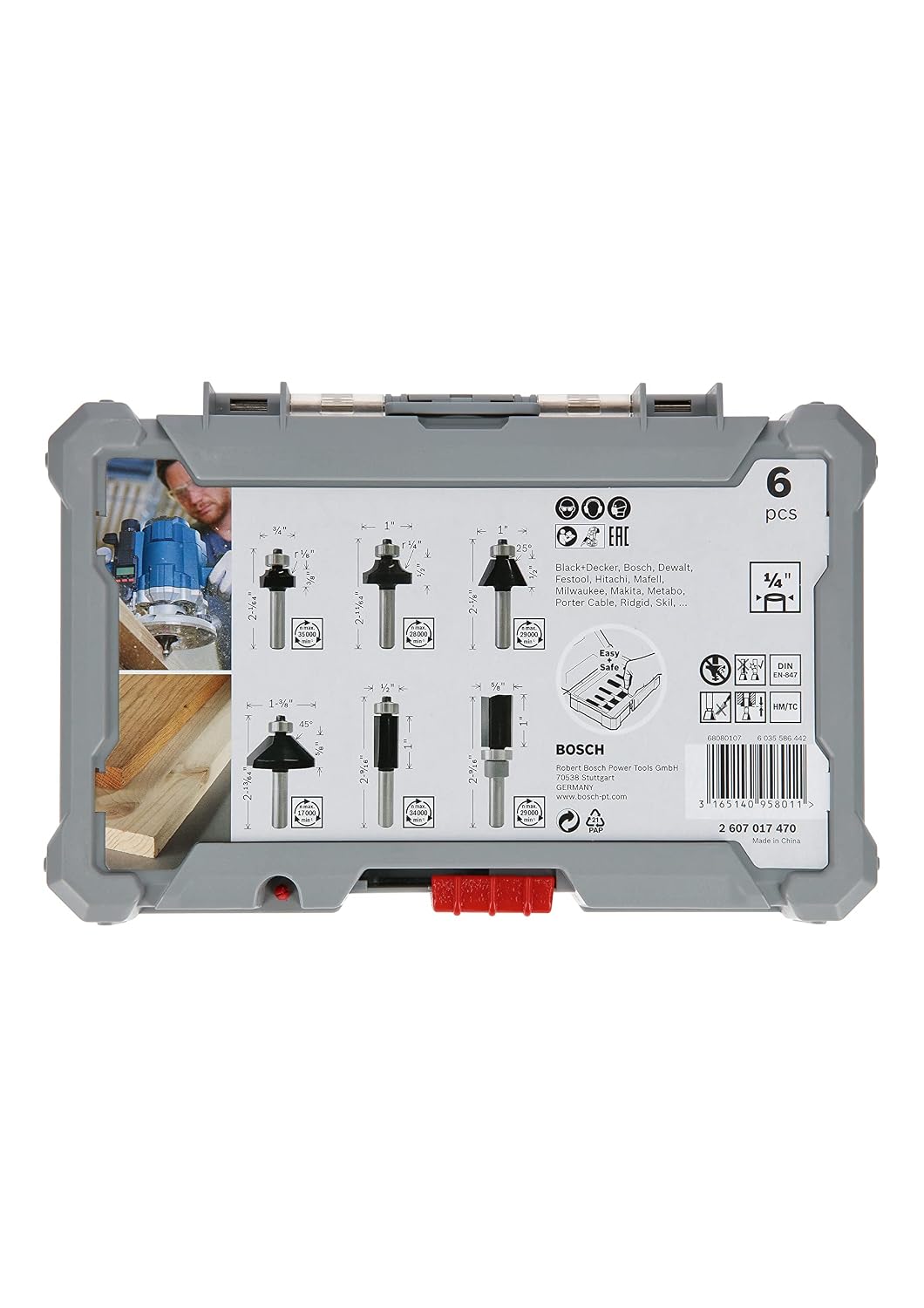 Bosch PRO Router Bit Trim and Edging Set, Shank 1/4″, 6 pcs ( 2607017470 )