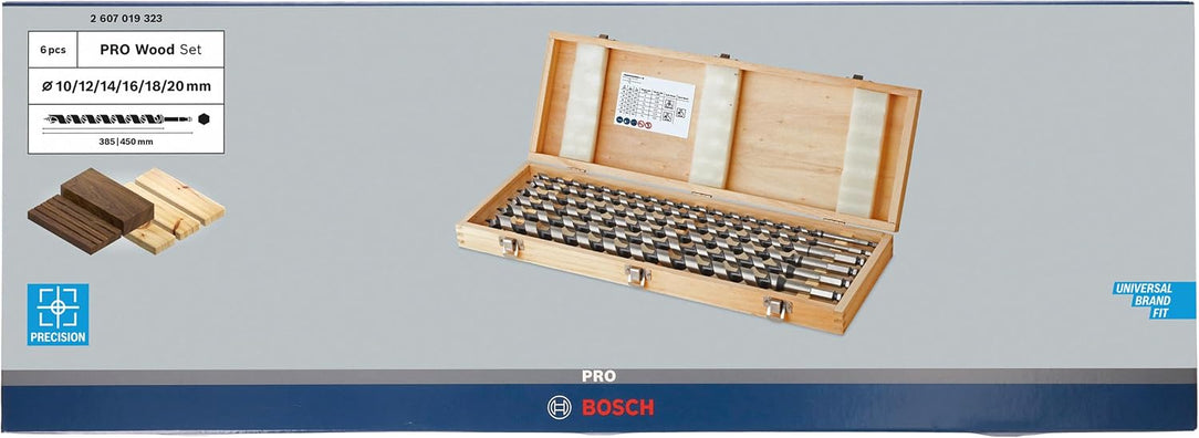 Bosch PRO L450 6pcs Wood Auger Bit Hex Shank Set ( 2607019323 )