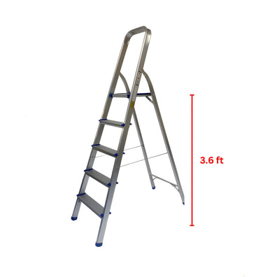 KRUGER Aluminum Step Ladder With Handrail & Platform 330LB/150Kg