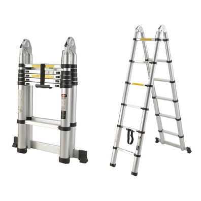 KRUGER Stainless Steel Double Side Telescopic Ladder With Hinge