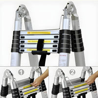 KRUGER Stainless Steel Double Side Telescopic Ladder With Hinge