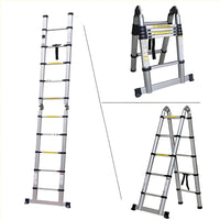 KRUGER Stainless Steel Double Side Telescopic Ladder With Hinge