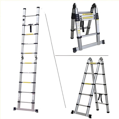 KRUGER Stainless Steel Double Side Telescopic Ladder With Hinge